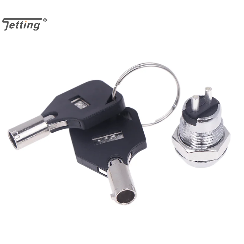 1Pcs 12MM Stainless Steel Telephone Lock Electronic Lock Power Lock Key Switch S1201 Double Side Pull Out Type 0.5A250V AC 2Keys