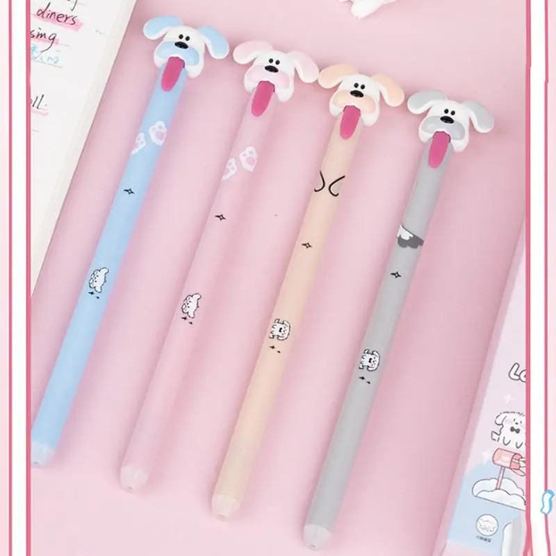 Cute Dog Pens For Kids Erasable Ergonomic Gel Ink Pens 4X Learning Accessories Cute Writing Tool For Study Work Daily Life