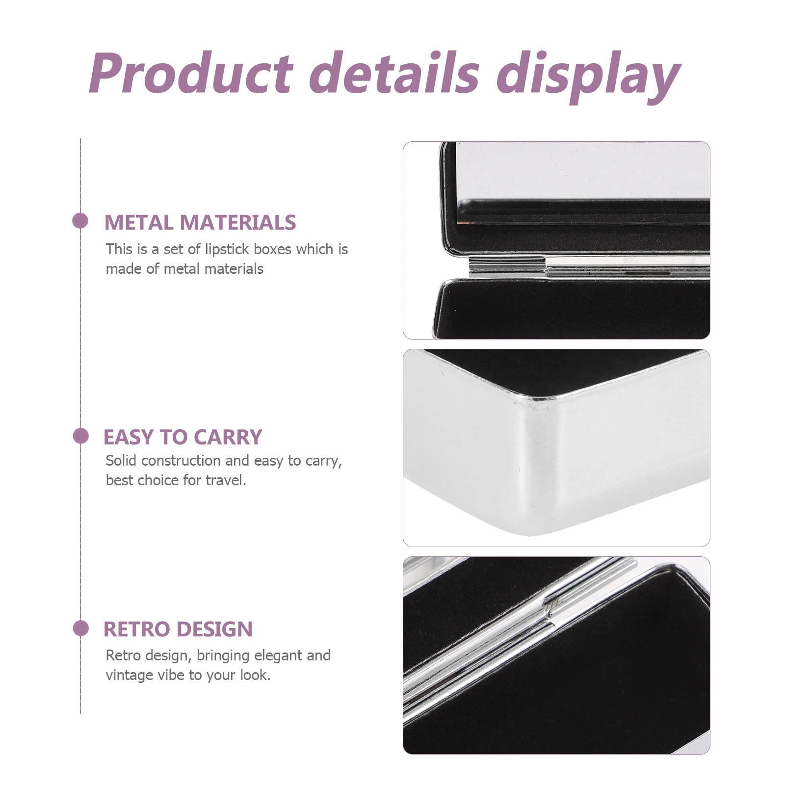 

2pcs Lipstick Case Retro Vintage Style Portable Makeup Organizer Durable Storage Box Pocket Size For Lip Balm Essential