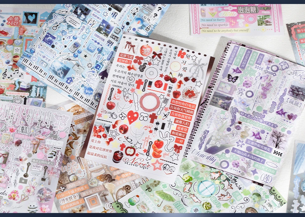 30 Blatt Kawaii Ins Roaming Dream Core Stanzsticker-Buch DIY Scrapbooking Dekoration Journal Ästhetische Aufkleber – Detail 9