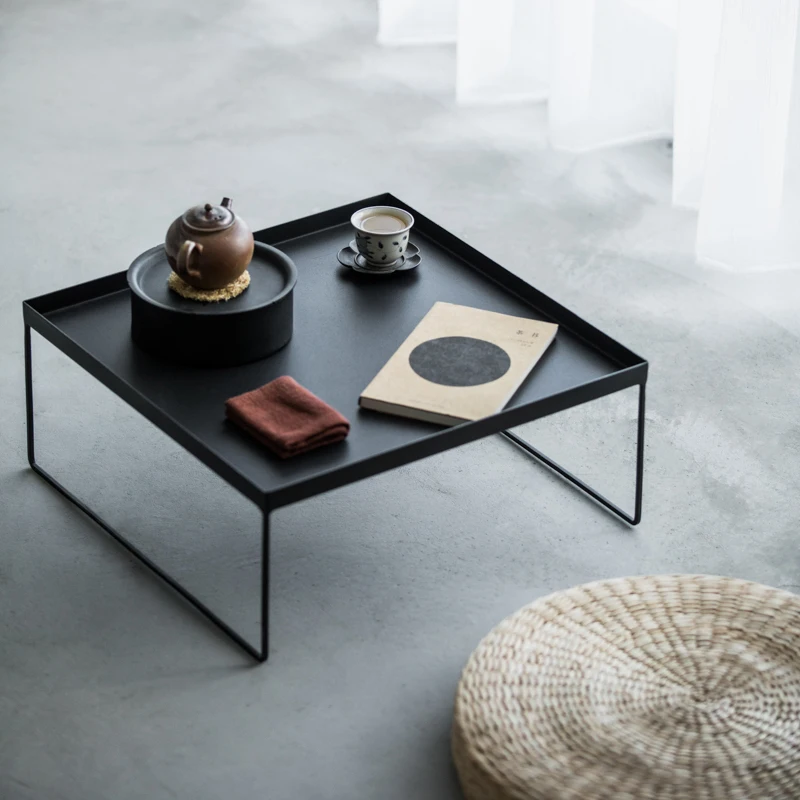 Iron walnut wood combination tea table with floating windows, tatami rice, creative and simple small tea table and tea table