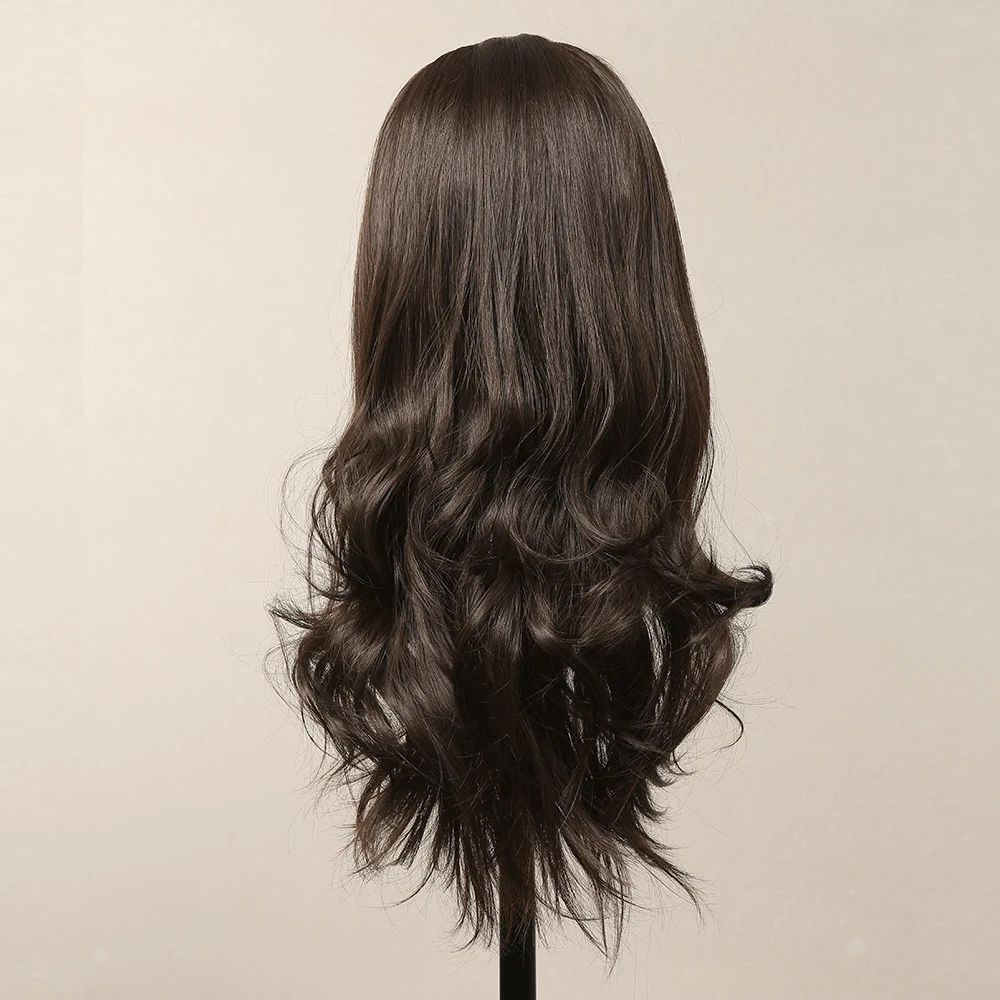 3/4 Half Headband Synthetic Wig for Women Long Wavy Brown Wigs for Women with Comb Head Cap Clip HeadBand Wigs Heat Resistant