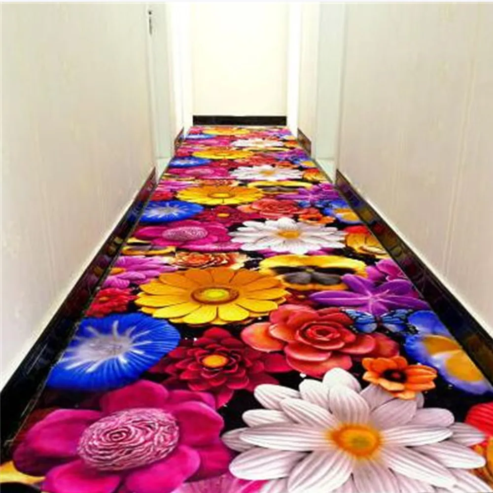 3D creative flower carpet printing Hallway Carpets door mat Bedroom Living Room Tea Table Rugs Kitchen Bathroom Antiskid Mats