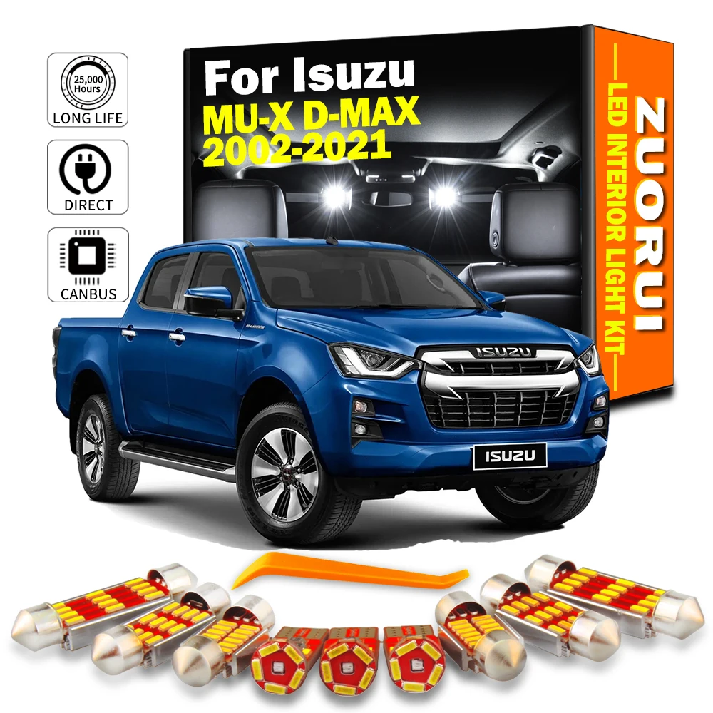 ZUORUI Canbus LED Interior Map Dome Trunk Light Kit For Isuzu D-MAX Dmax MU-X Mux 2002- 2019 2020 2021 Car License Plate Bulbs