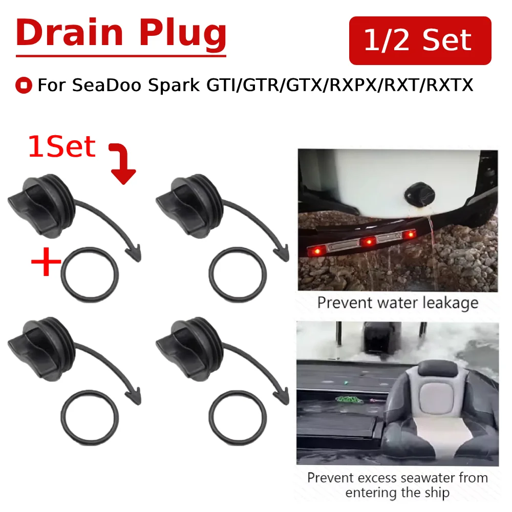 1/2 Set Drain Plug Assembly O-Ring Replaces Water Clog Replacement Parts For SeaDoo Spark RXT/GTI/GTX Wake