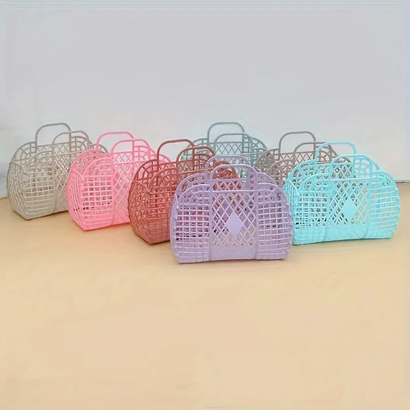 Software detachable plastic vegetable basket shopping large capacity storage handbag kitchen storage fruit and vegetable folding