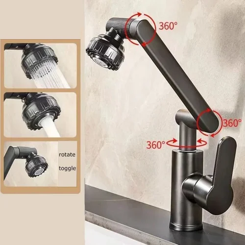 Imagen 2 del producto 1080 ° Grifo giratorio, brazo robótico, rotación de 360 grados, brazo mecánico, grifo de cocina, grifo de cocina para grifo de agua de 2 modos
