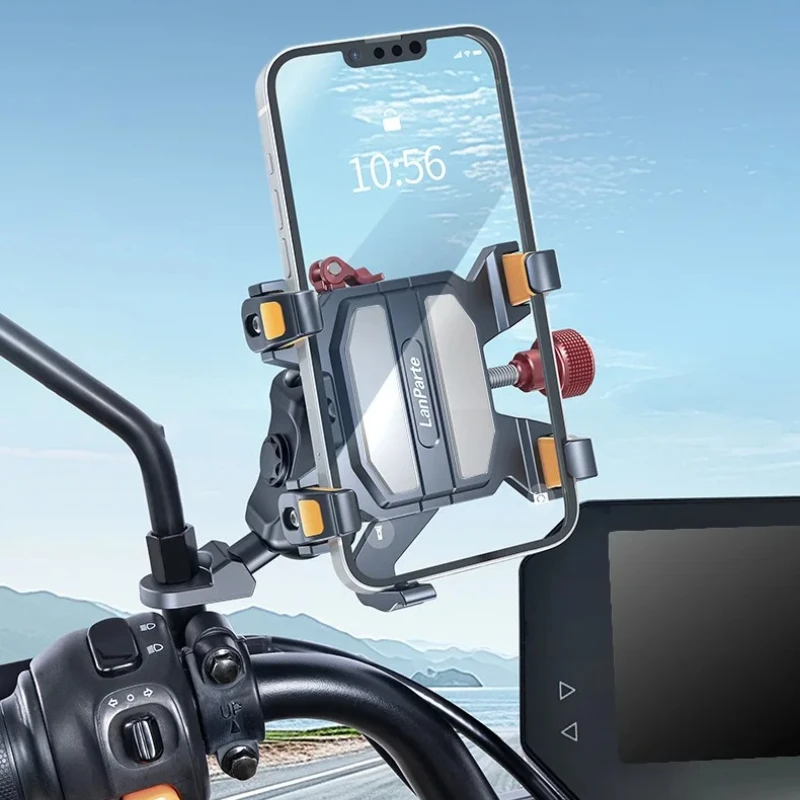 Universal Motorcycle Phone Holder Aluminum Alloy Shockproof 360° Rotatable Handlebar GPS Navigation Mount for Bike Scooter