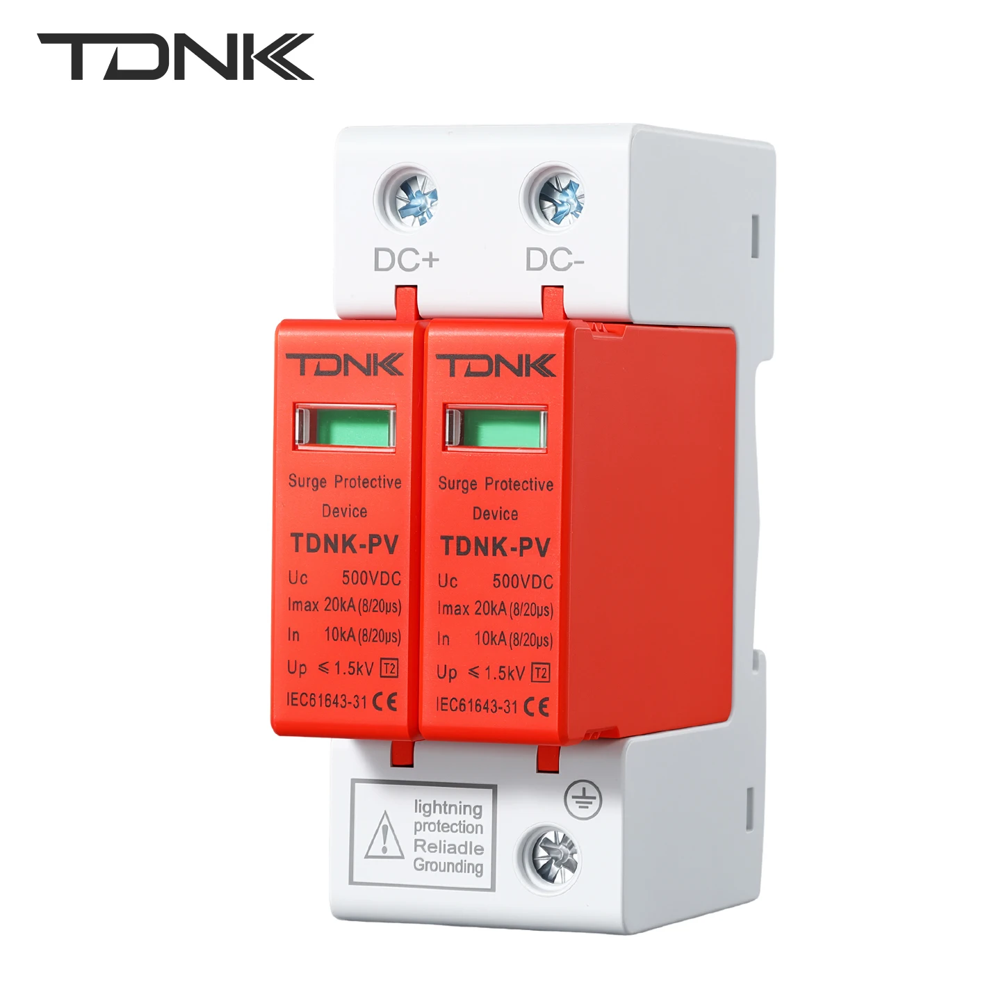 TDNK DC Surge Protector Device SPD 2P 3P 500V 1000V 20‑40KA Din Rail Lightning Arrester Surge Protection for Solar PV System