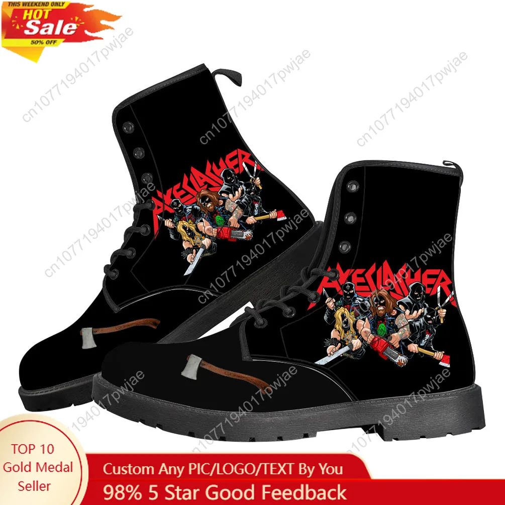 

Axeslasher Heavy Metal Rock Band Casual Boots Mens Womens Teenager Shoes Retro 3D water proof Boot Outdoor Customize Made Boots