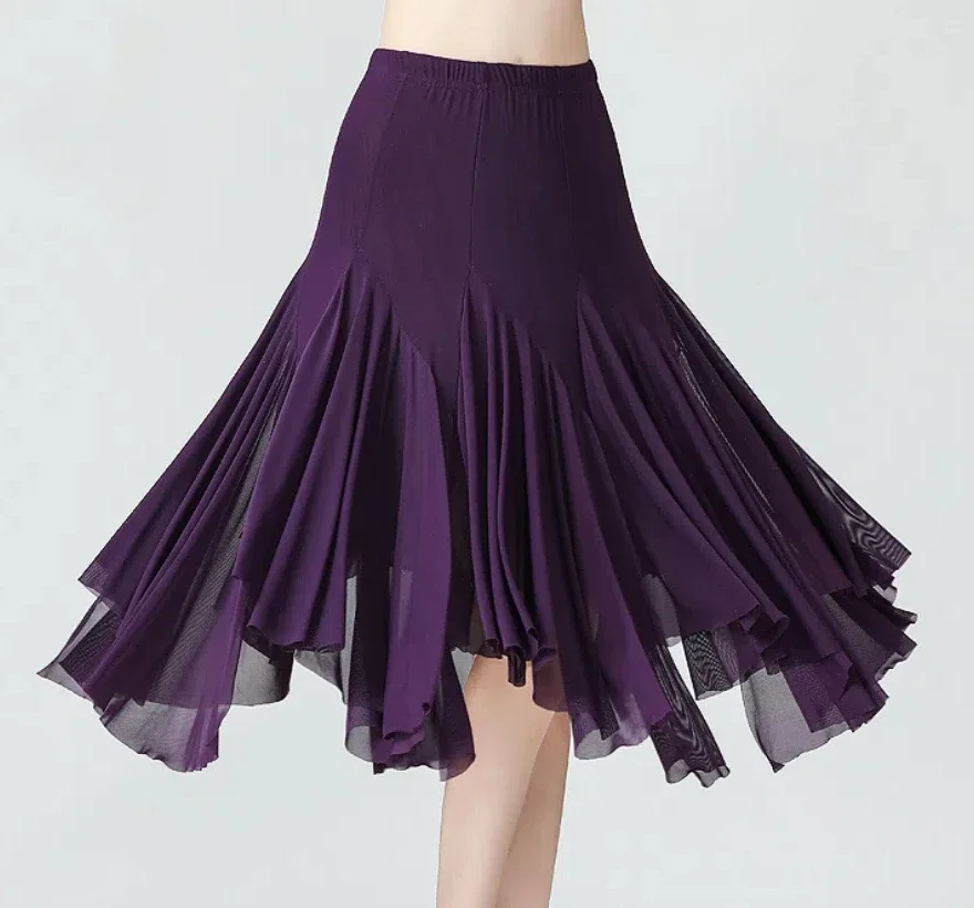 Jupe de brevLatine Mi-Longue pour Femme، Couleur Unie، Mode Irréguliere، Tango، 1 جزء/الوحدة