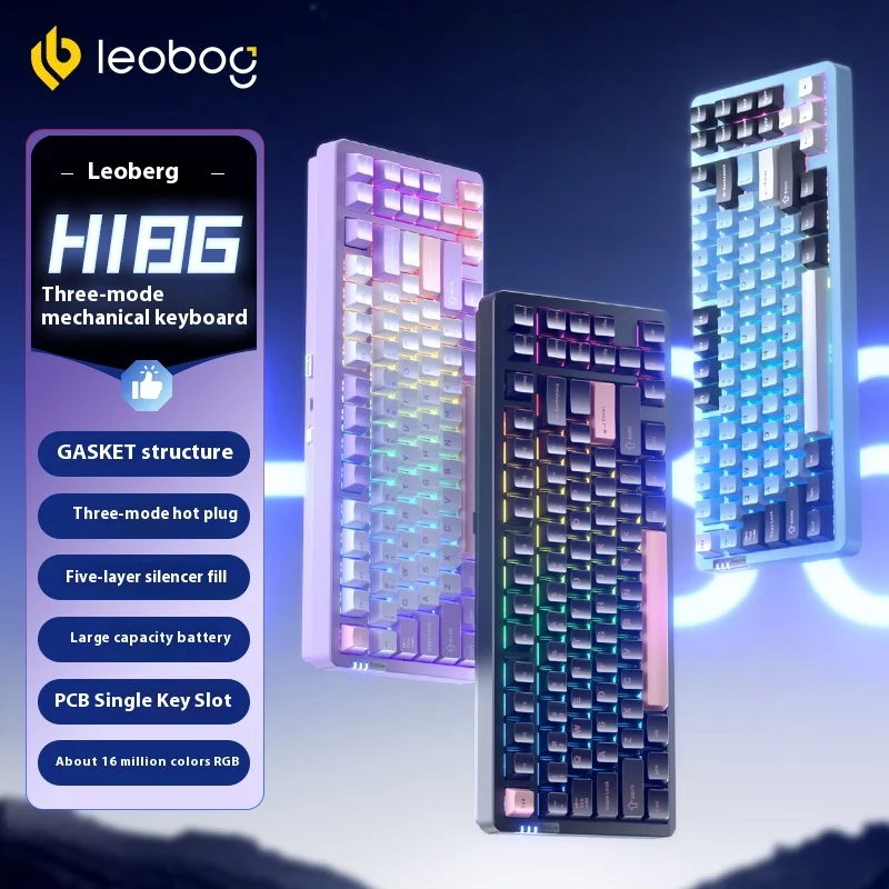 Leobog Hi86 Mechanical Keyboard 3 Mode Aluminium Alloy Wireless Keyboards Hot Swap Gasket Hi8 75%Gamer Keyboard  Customize Gifts