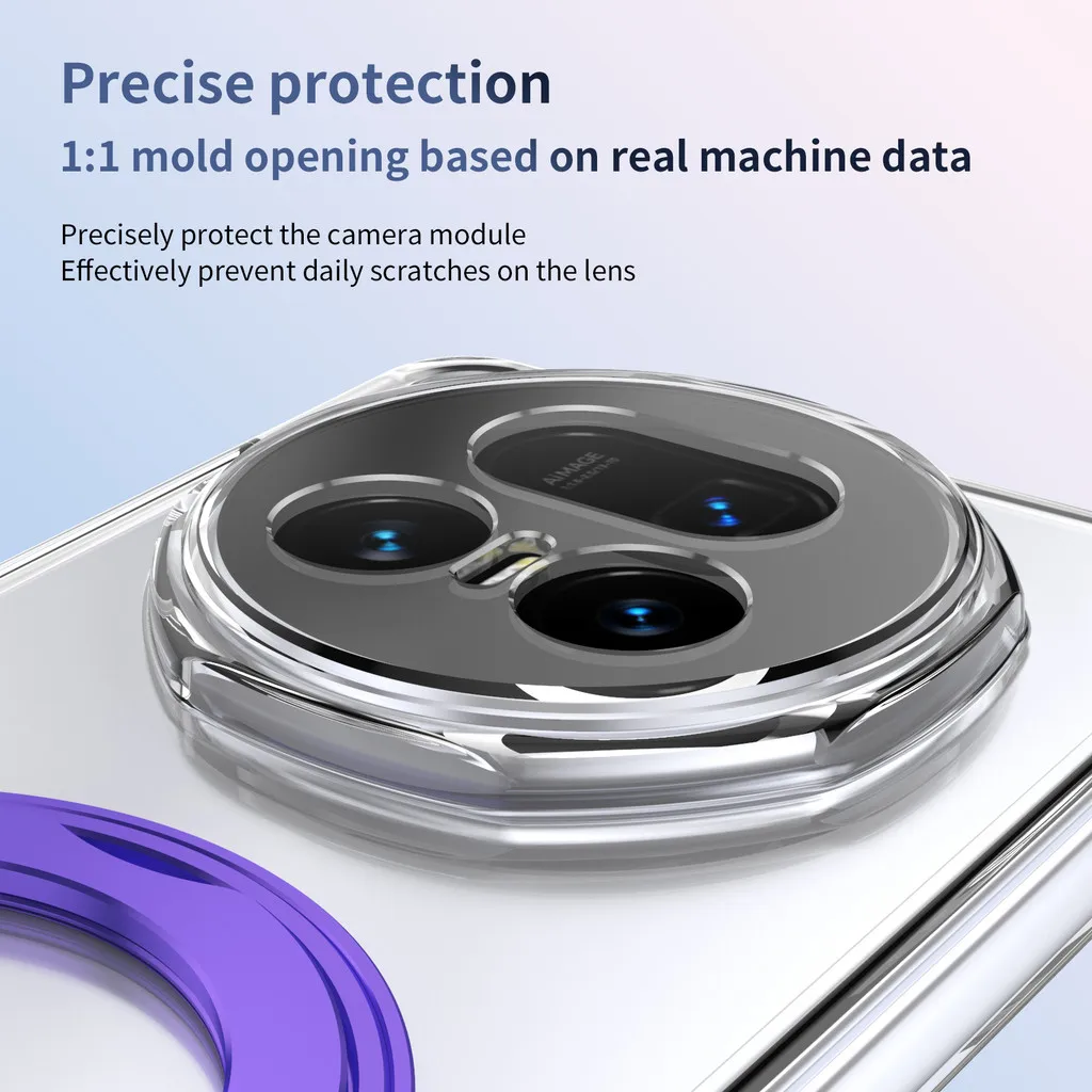 Magnetyczne przezroczyste etui na telefon Honor Magic V5 V3 Vs3 5G Hybrid Tempered Flim Ring Holder Stand Hard Back Cover — zdjęcie produktu 3