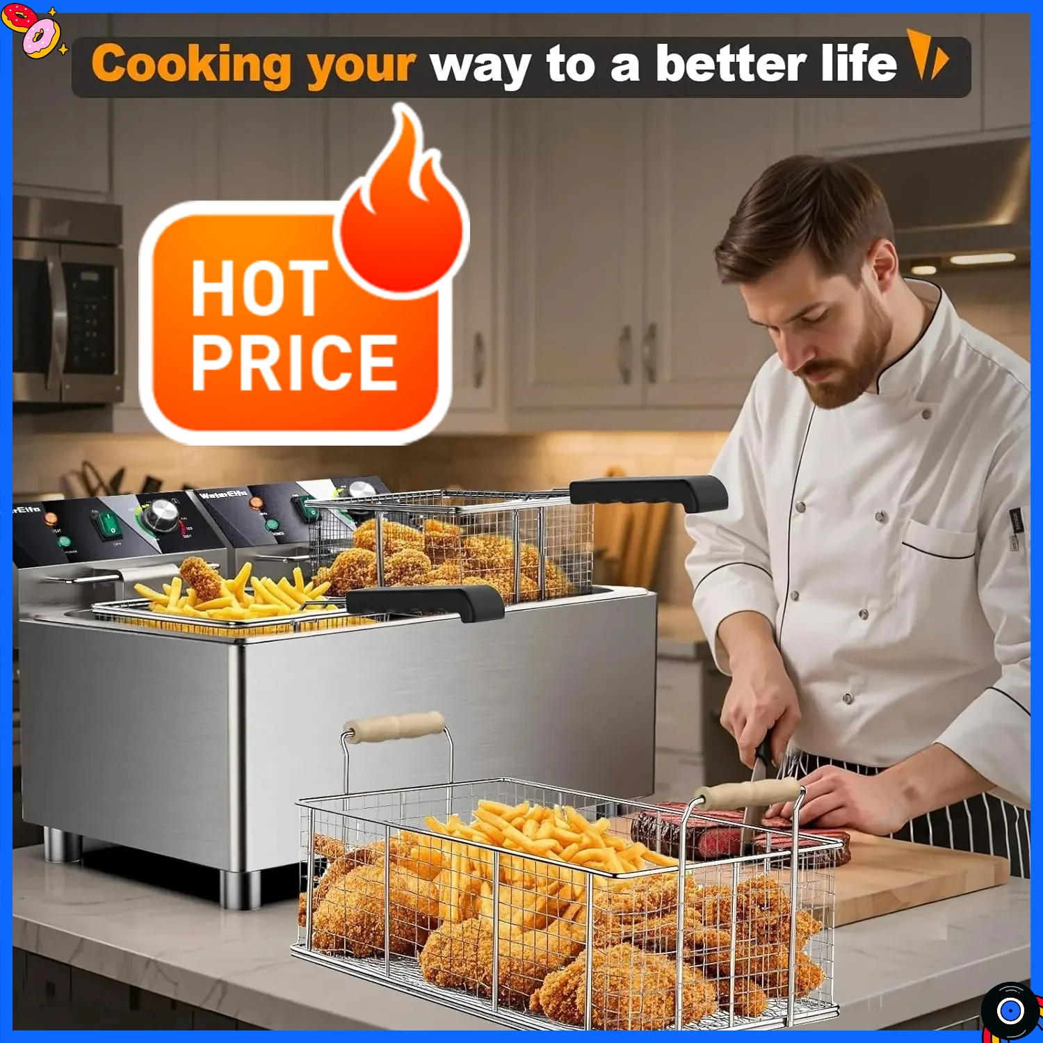

Bestsellerelectric turkey fryer Commercial deep fryer with basket 3600W27.4QT with timer26L deepen deep fryer Variable twin cyli