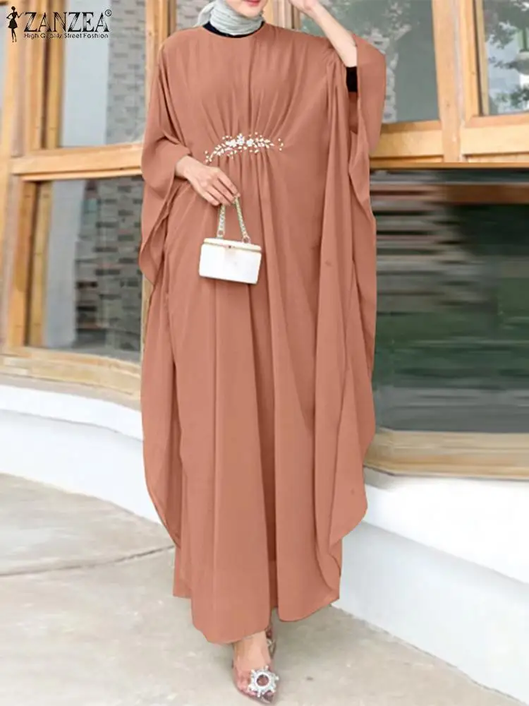 Autumn Muslim Long Dress Fashion Party Robe Eid Mubarek Abayas For Women Maxi Sundress 2024 ZANZEA IsIamic Hijab Vestidos Kaftan