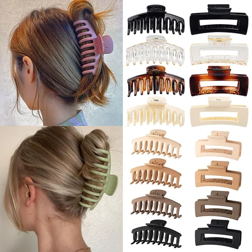 Imagen 1 del producto Nueva garra grande para el cabello para mujeres y niñas, pinzas para el cabello con cola de caballo, horquilla color café Beige, pasador de cangrejo, accesorios para el cabello a la moda, adornos