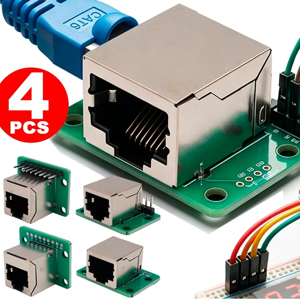 1-4Pack RJ45 Network Adapter Board To XH2.54 Modular Ethernet Connector Adapter Network Interface + Breakout Board + Pin Header