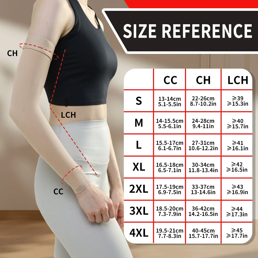 2-teilige medizinische Kompressionsarmbandage, elastisch, unisex, zur Förderung der Blutzirkulation, Lymphödem-Entschwellung, Arm-Ellbogen-Stütze – Detail 1