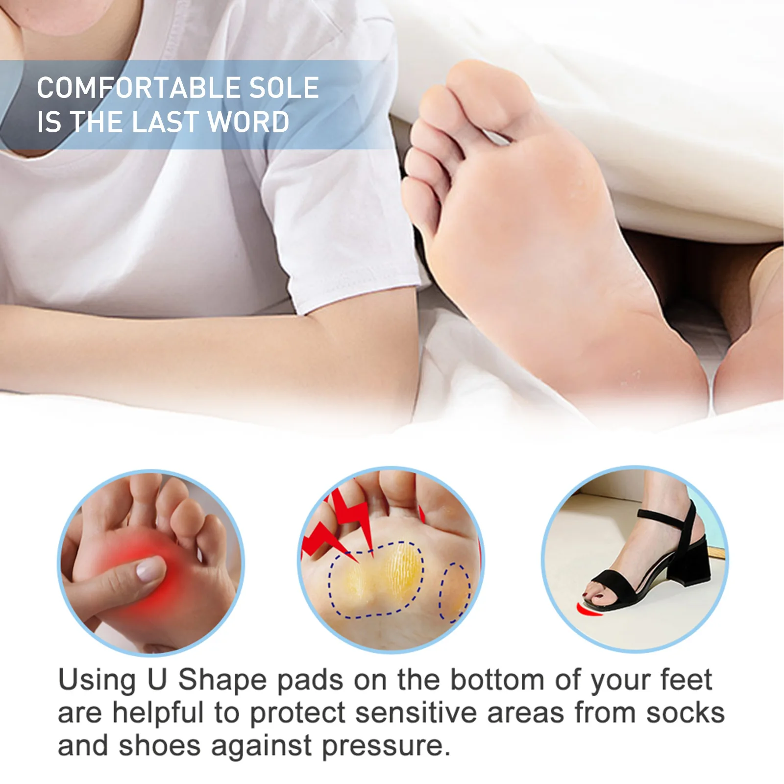 Felt Forefoot Pad ฟุตปวด Relief Anti-Slip Protector รองเท้าส้นสูง Cushion Soles Anti Abrasion U-รูป pad Foot Care