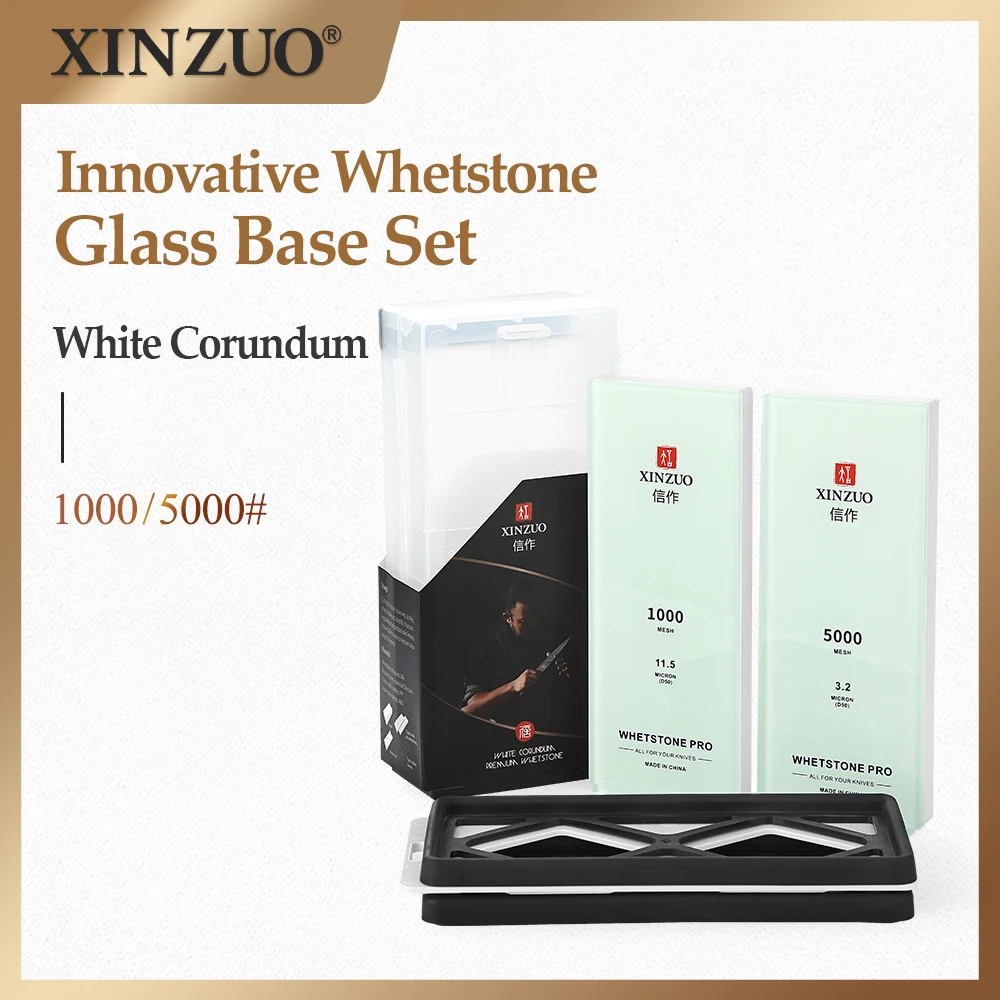 XINZUO 1000/5000 Grit Professional Whetstone White Corundum Glass Base Whetstone Set Tempered Glass Stylish And Beautiful