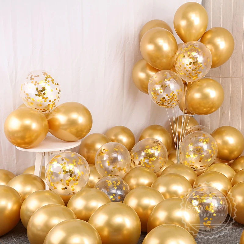 12inch 20pcs/set Chrome Metal Balloon Transparent Sequin Latex Balloons Wedding Decoration Birthday Party Festival Scene Layout view 2