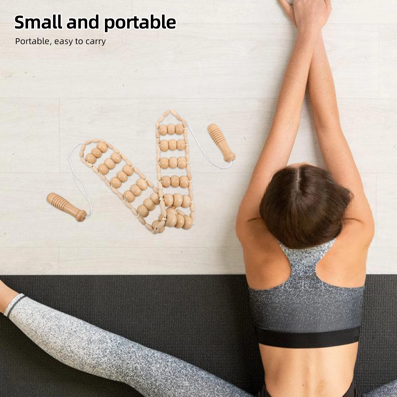 

Деревянный роликовый массажный инструмент с большой ручкой для спины, ручная палочка для расслабления мышц для ног, живота, тела, лимфодренаж, деревянная терапия