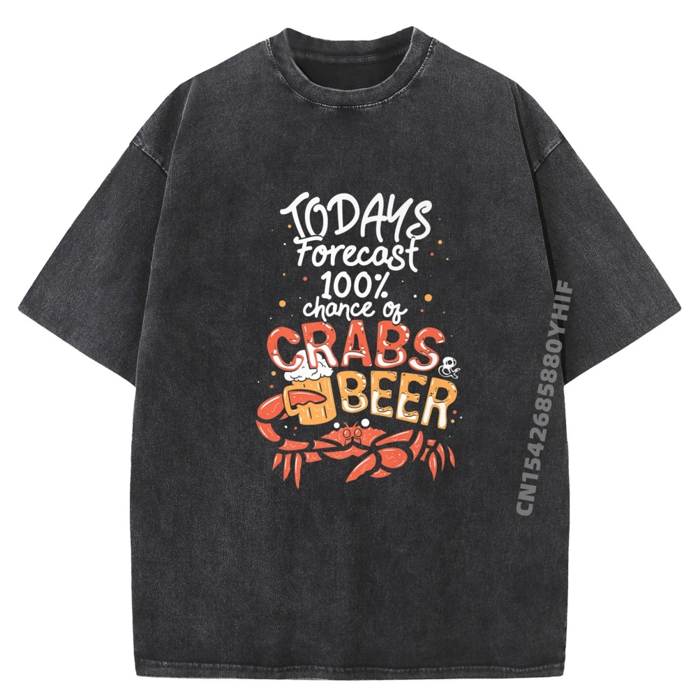 

Crabs And Beer Lover Giftsfunny Crab Eating Saying Todays Forecast Crabs And Beer Tshirt Men Washed Shirt For Men Printing