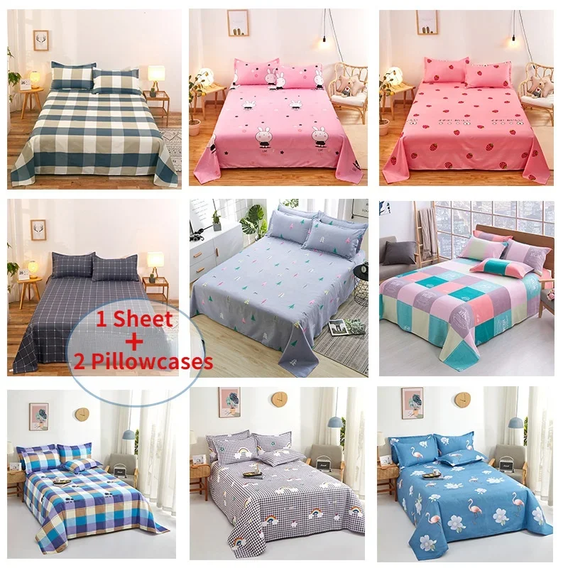 3PCS/Set Bed Sheets Pillowcase Sheet Set  Bed Cover Fitted Sheets for Bed Thick Breathable Bedroom Comfortable Brushed Sheets