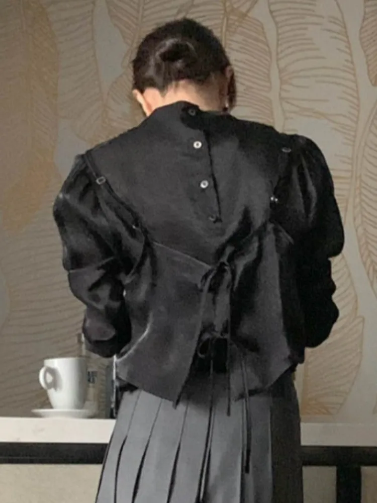 

Casual Loose Spring Design irt + Ba Strap Knot ter Two-Piece Set Chic Commute Sle Long Sve Color