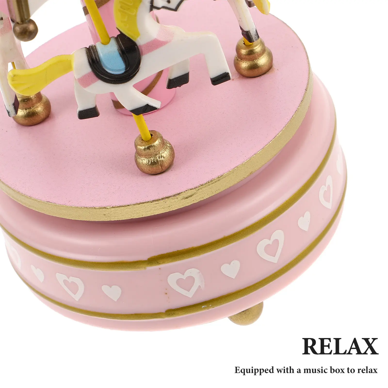 Wooden Carousel Music Box Rotating Mechanism Soothing Melody Elegant Home Decor Gift for Adults Christmas Retro Table