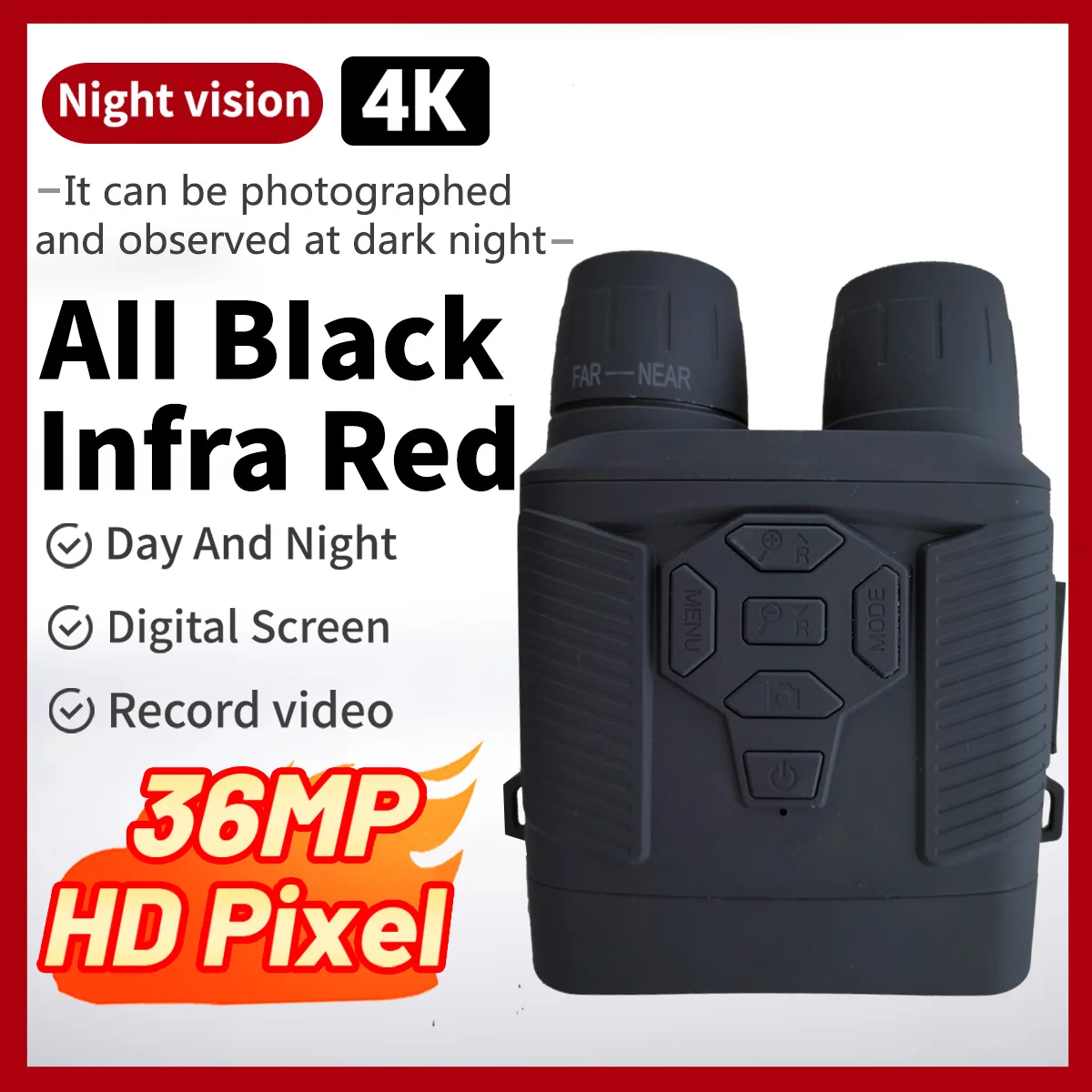 

Night Vision Hunting Telescope Device 4k HD 1080P Infrared 5x Digital Binoculars Zoom Outdoor Day Night Dual Trigger Wildlife