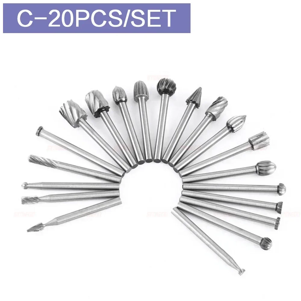 STONEGO HSS Rotary File Set - Carving and Engraving Bits with 1/8\