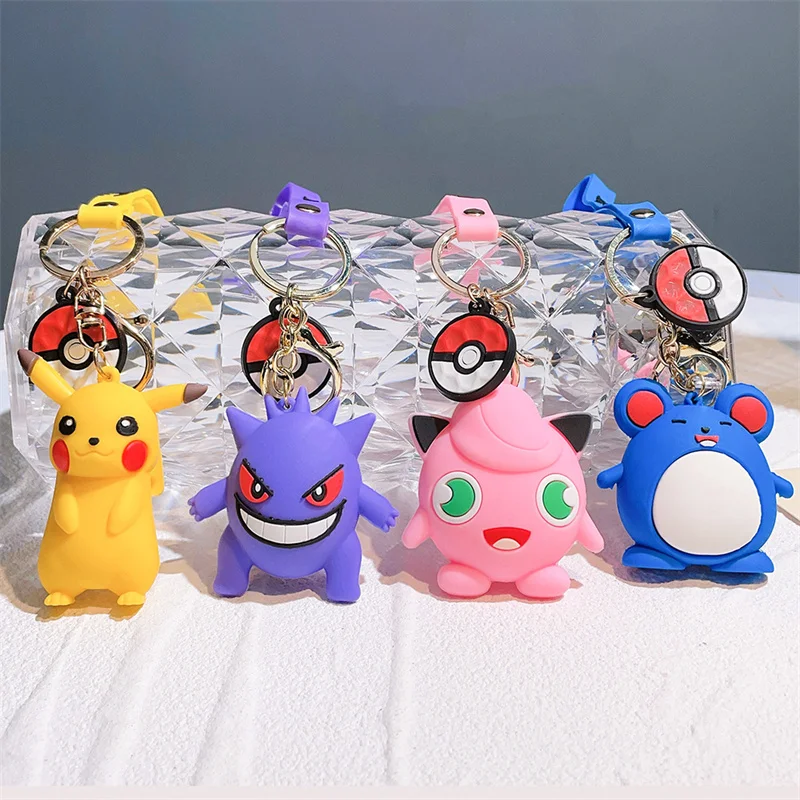 Large Pokemon cartoon keychain Pikachu cute creative up to the Duck Elf car interior pendant