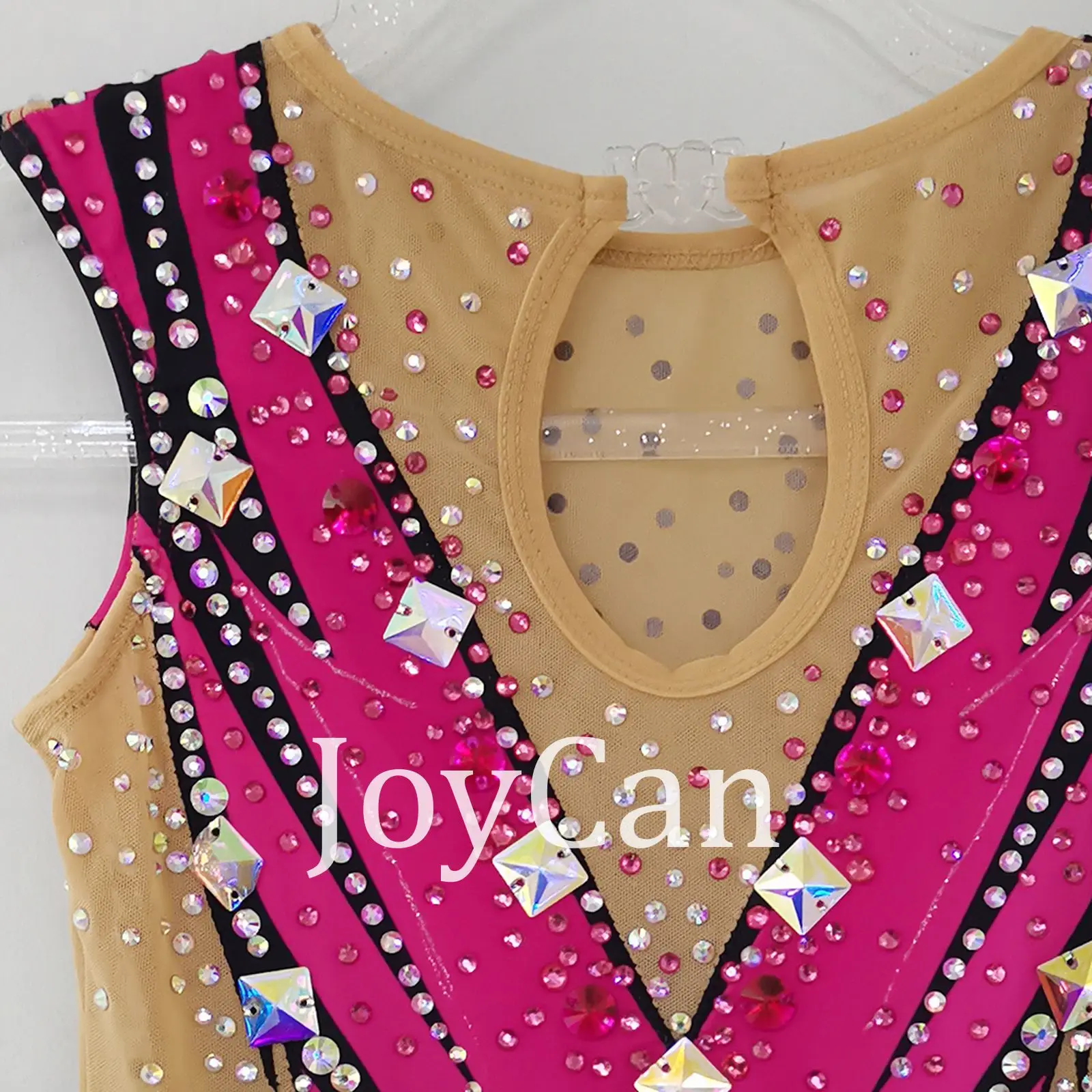 Disesuaikan Rhthmic senam Leotards gadis wanita Pink spandeks kostum tari untuk kompetisi