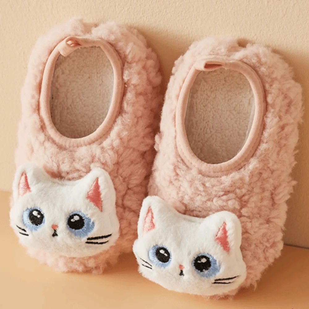 

A Pair Boys Girl Winter Warm Slippers Anti-slip Sole Soft Toddler Sock Shoes Comfortable Shoes Indoor Home
