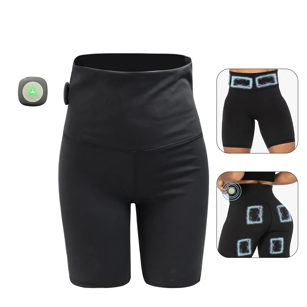 6-Modi Smart MicroCurrent EMS Shaping Yoga-Shorts mit EMS-Stimulator, wiederaufladbar, elastisch, für Gesäß, Training, Fitnesshose