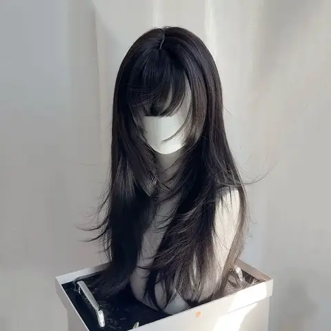 High Level Straight Hair Wig Women's Shoulder Length Fake Hair Full Head Cap Wig Asian Fiber Mechanism Wig from Mainland China