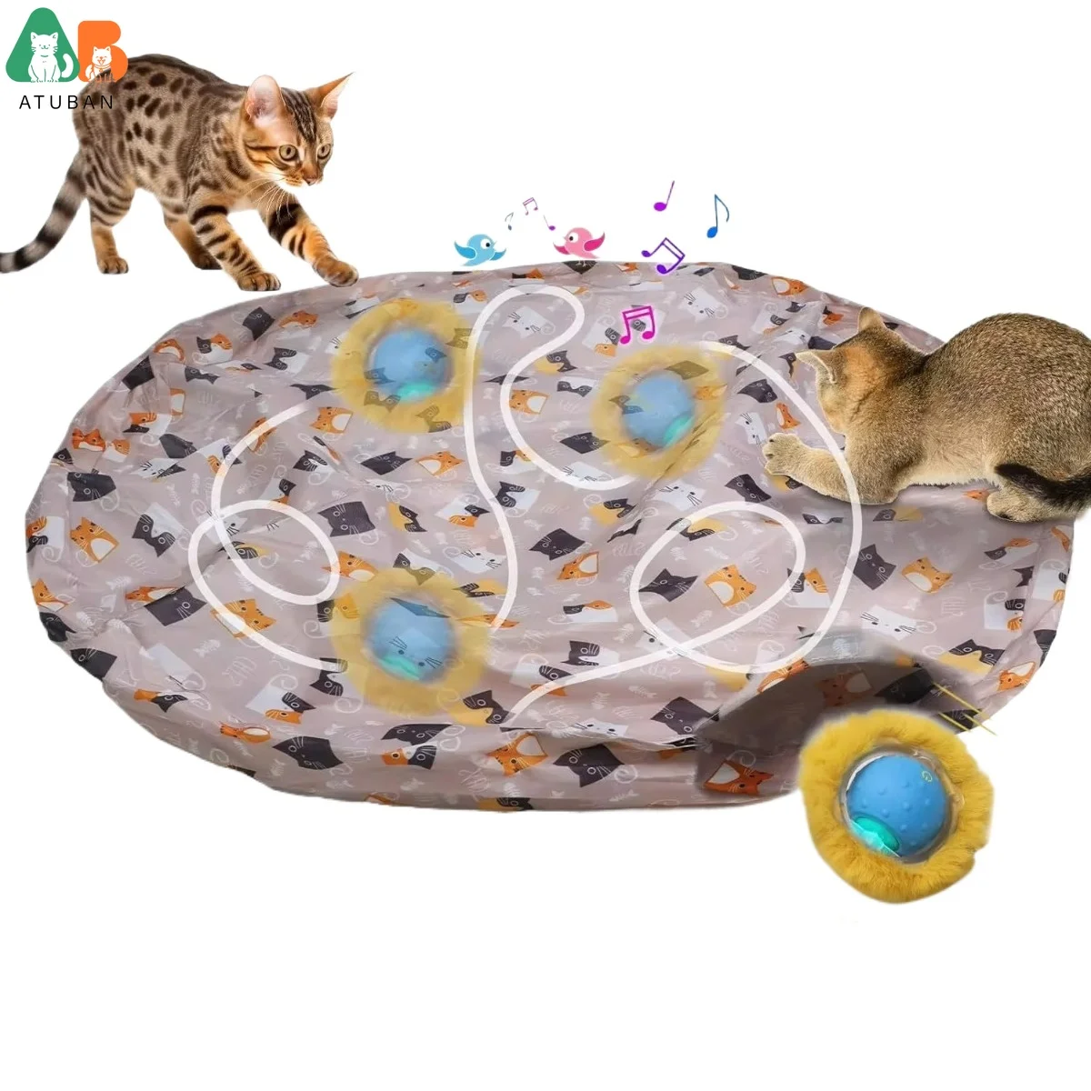 

ATUBAN Electric Cat Toys,Hide and Seek Kitten Toy,Motion Activated Interactive Cat Toy,Hiding Cover Exercise Toy for Indoor Cats