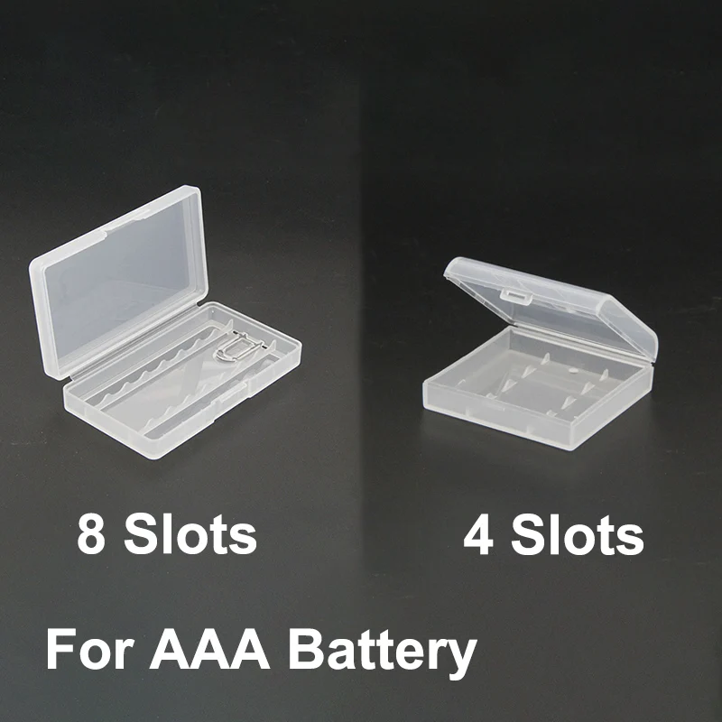 4 8 Slots AAA Battery Storage Box Hard Plastic Case Cover Holder Protecting Case With Clips For AAA Battery Storage Box