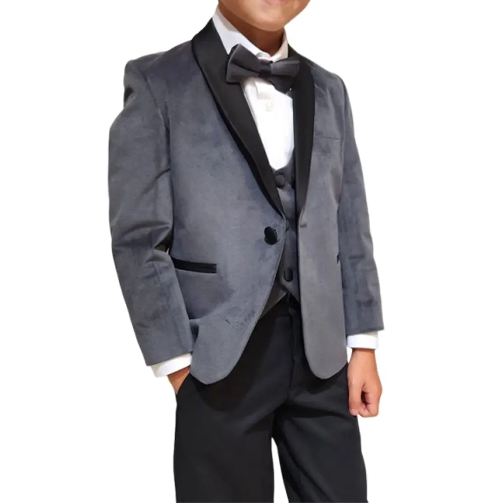 

Boy's Suits 3 Piece Luxury Slim Fit Suits for Ring Bearer Wedding Velvet Tuxedo Elegant Youth Suit Jackets Vest Pants Set Winter