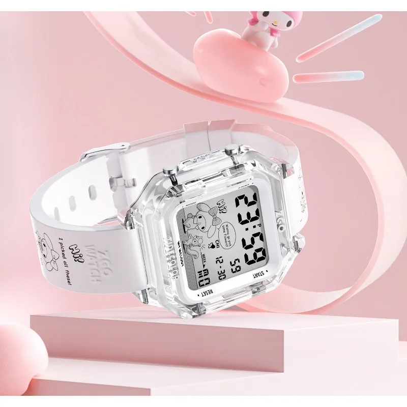 

Часы Melody для девочек, водонепроницаемые, прозрачные, квадратные, электронные часы, милый студенческий подарок, удобные в ношении, для ухода за запястьем