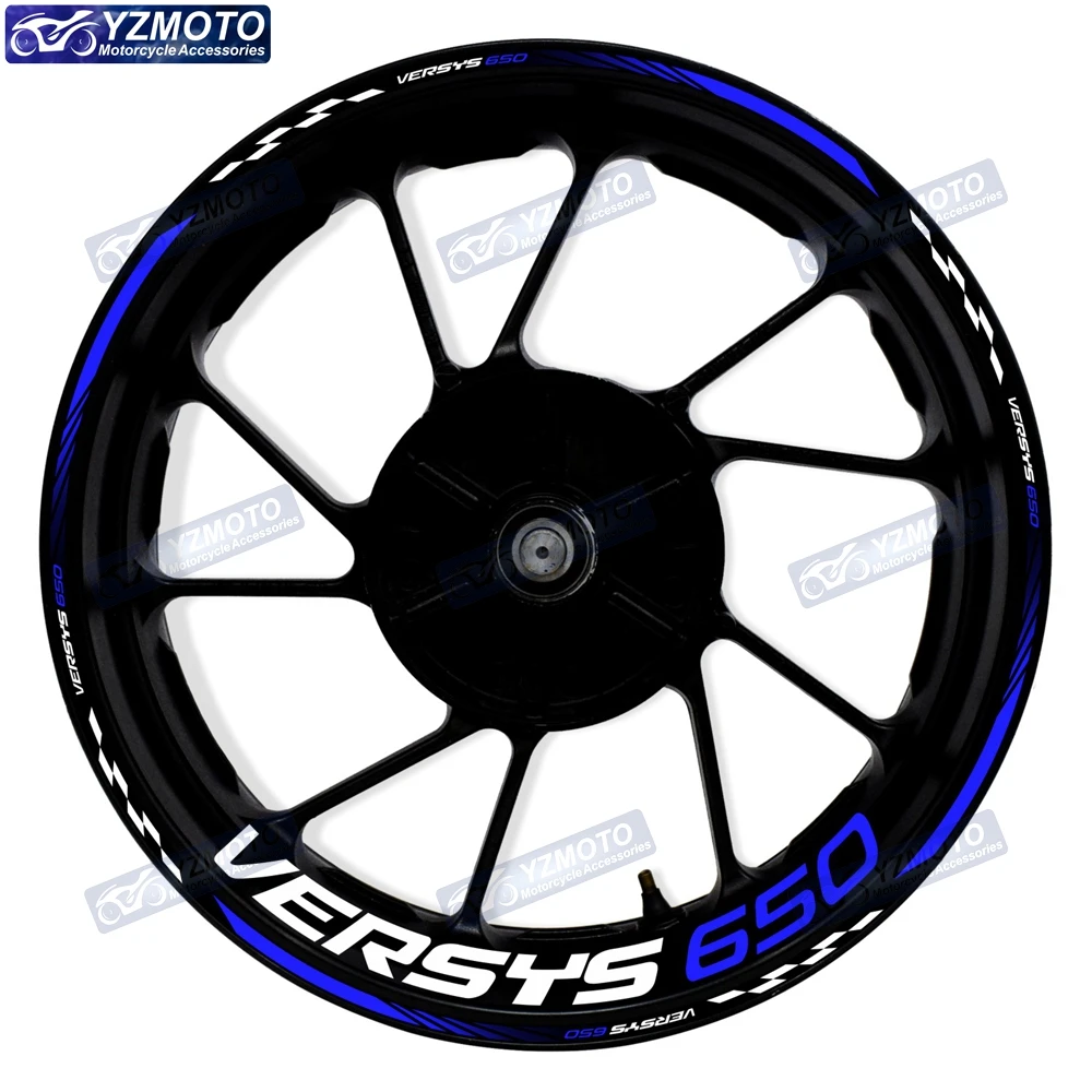Naklejki na koła motocyklowe VERSYS 650, 17 cali, na przednie i tylne koła, naklejki na piasty, modyfikowane, dekoracyjne, odblaskowe, wodoodporne naklejki na obręcze.
