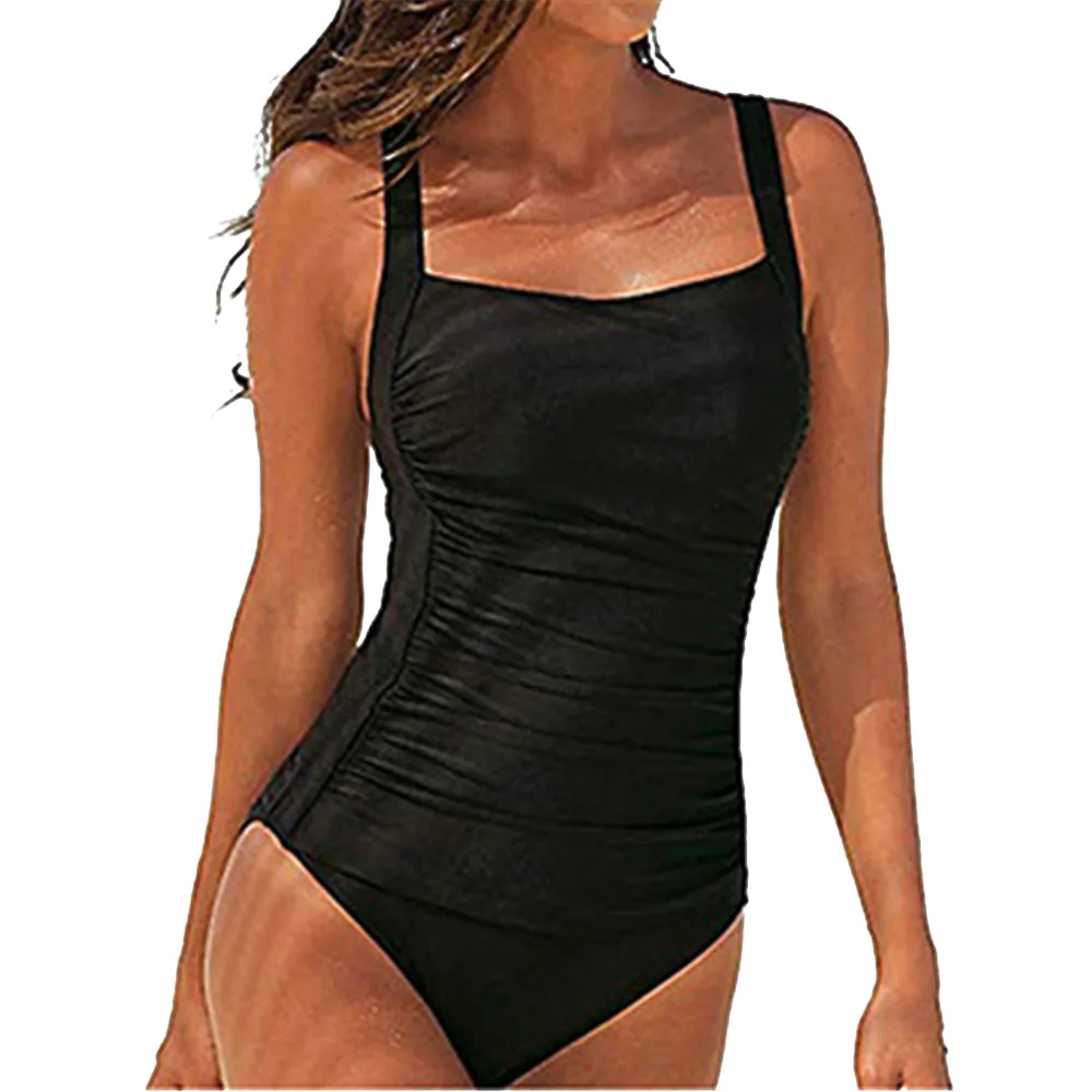 Women's One-piece Swimsuit Sexy Solid Color Shoulder Strap Swimming Bathing Surfing Suit Beach Sports Wear Sexy Swimwear