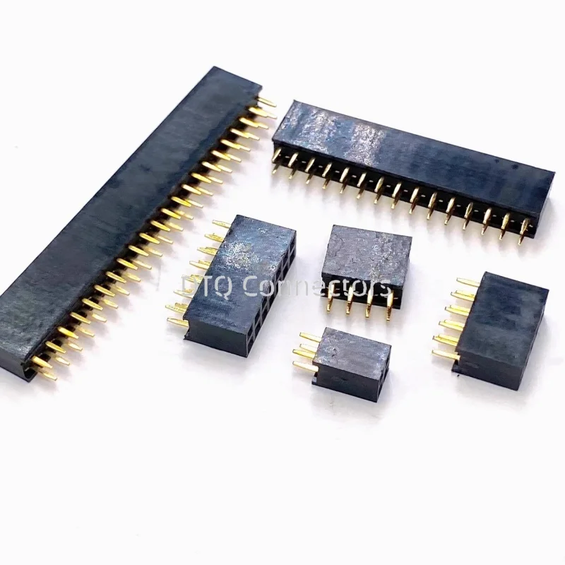 100Pcs 2.54mm 2x2/3/4/5/6/8/10/13/15/20/40 Pin stright Female Double Row Pin Header Strip PCB Connector