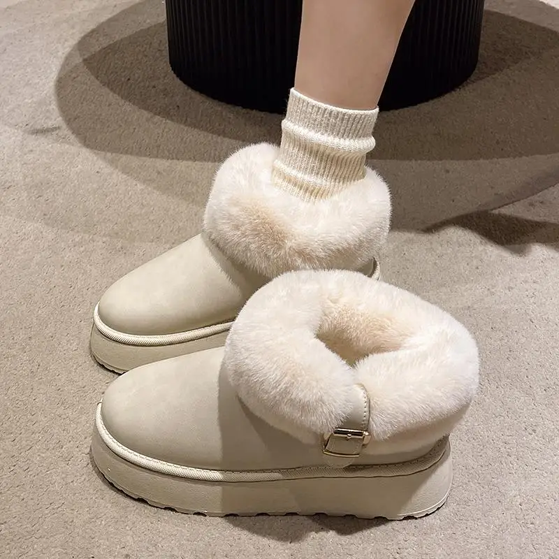 White Ankle Boots Boots-Women Winter Footwear Female Shoes Australia Low 2024 Ladies Leather Snow Lolita Fur Shearling Lady Boot