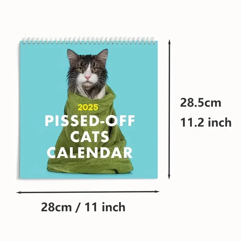 2025 Pissed-Off Cats Calendar - 12-Month Wall Calendar for Cat Lovers, Humorous Feline-Themed Funny Gift Planner Hanging