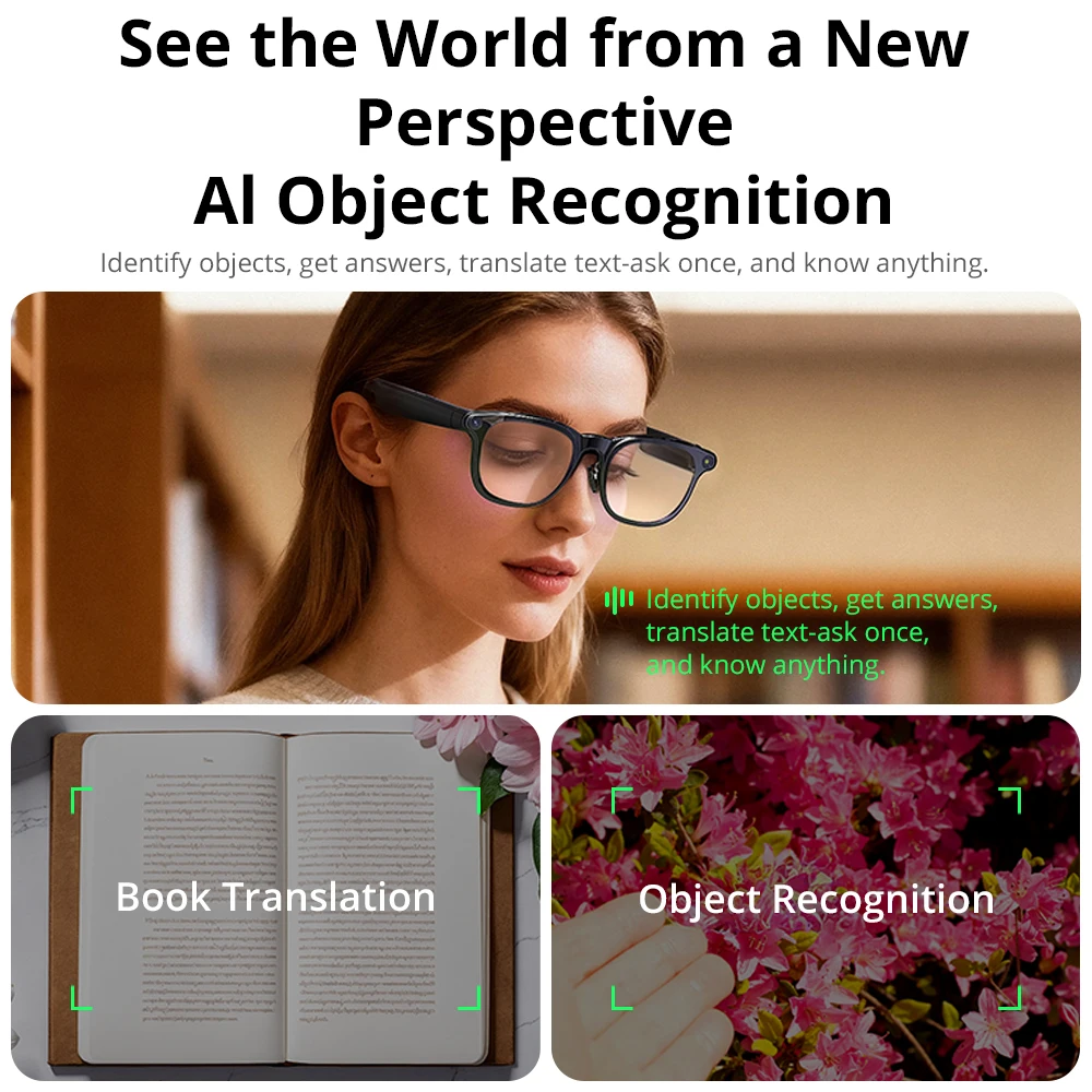COLMI AI النظارات الذكية 8MP كاميرا تصوير الفيديو ChatGPT مساعد في الوقت الحقيقي مترجم بلوتوث دعوة واي فاي نقل المضادة للاهتزاز #5