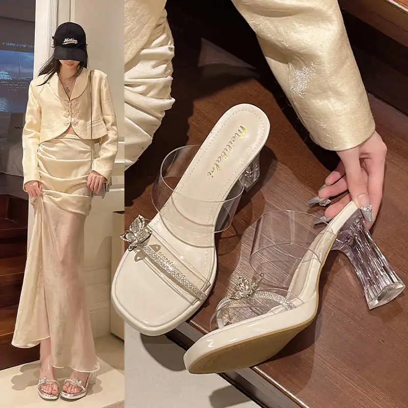 Sandali estivi con altezza del piede rotondo da donna Scarpe da basket bianche da donna in pizzo Pantofole per scarpe da ginnastica da casa da donna