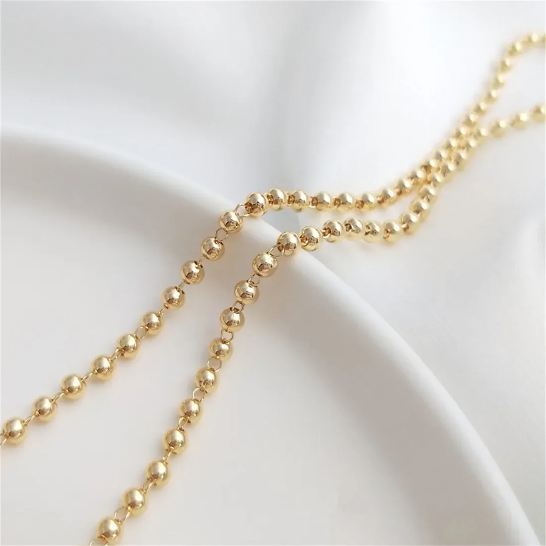 

14K Gold-Color Bead Chain, 3mm Bead Chain, Handmade Loose Chain, DIY Bracelet, Necklace, Jewelry, Accessories, Materials B635