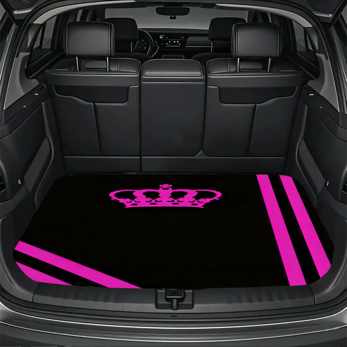 Pink Crown Stripe Car Trunk Mat Universal Fit Non-Slip Waterproof Cargo Liner for Sedan SUV CUV Interior Protection Accessories view 2